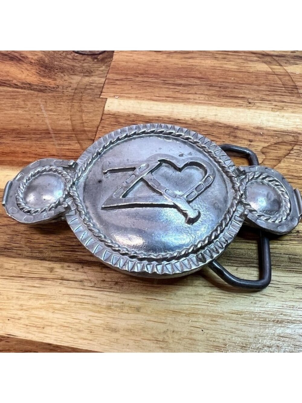 Vintage Belt Buckle, pewter, embossed, western, boho, cowboy, western